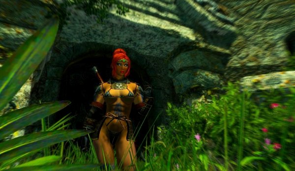 Шэйла у каких то развалин. Enderal