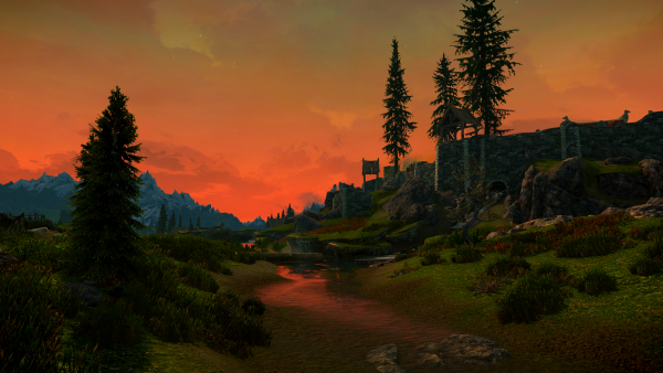 SkyrimSE - Закат возле Вайтрана