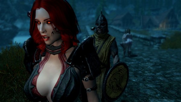 Эллари в ночи..  SkyrimSE