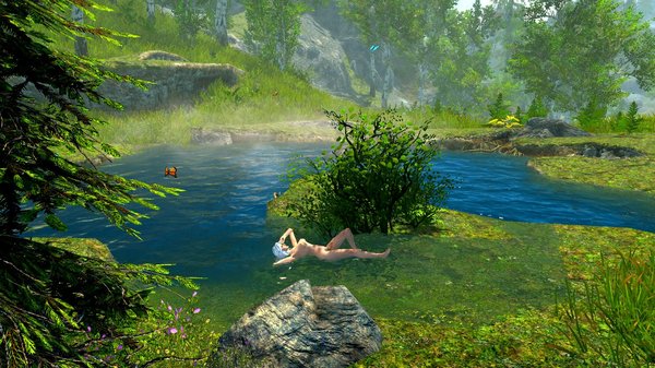 Цири нежиться в теплой воде.. SkyrimSE (сборка 6.0)