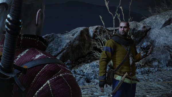 Череп Ольгерта в руках О"Дима. ВЕДЬМАК III (сборка Торна)