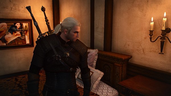 Геральт в своей спальне.. Ведьмак III (сборка Торна)