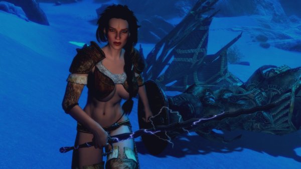 Рия в бою с драконами.. SkyrimSE (сборка 6.0)