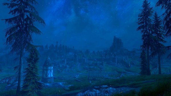 Вид на ночной Вайтран.. SkyrimSE (сборка 6.0)