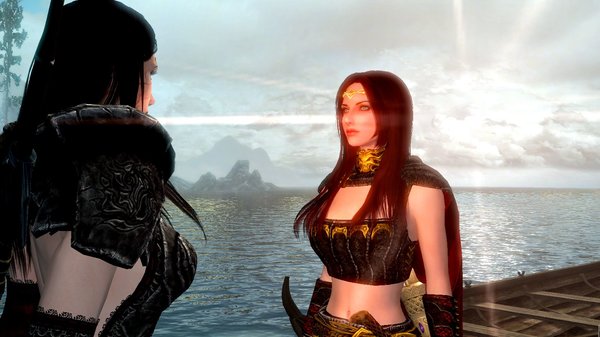 Серана с Веленой у пристани.. SkyrimSE (сборка 6.0)