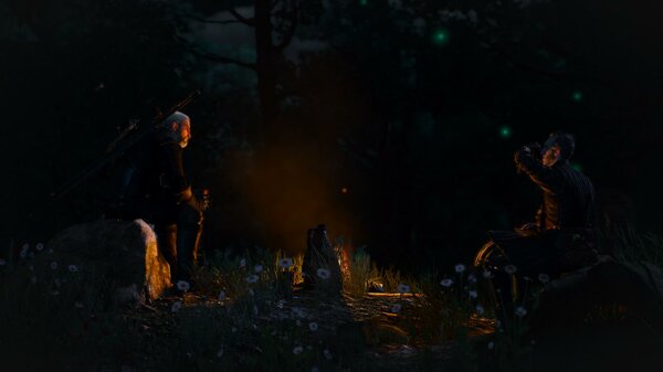 Геральт с Регисом у костра..