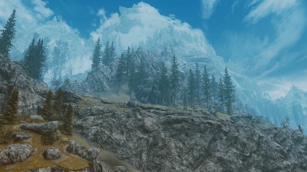 Вид на Высокий Хродгар. SkyrimSE (сборка 6.0)