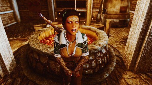 Дориана в кузне.. SkyrimSE (сборка 6.0)