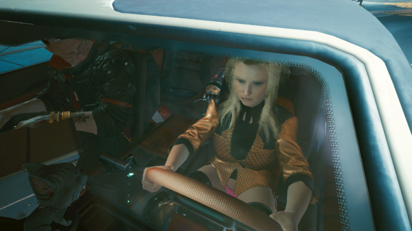 Ви катает Джеки на машине.