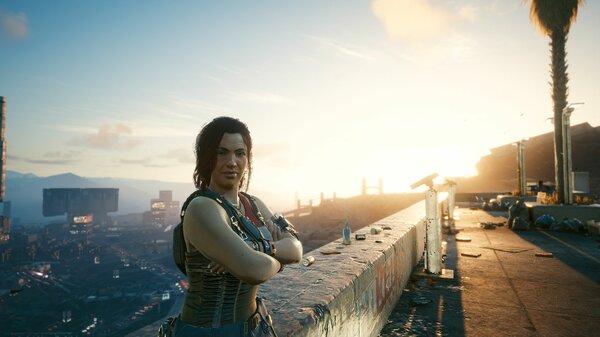 Беседа с Клэр с видом на город.