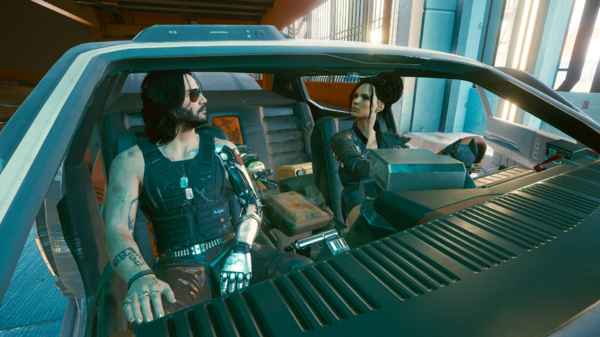 Ви и Джонни в машине.