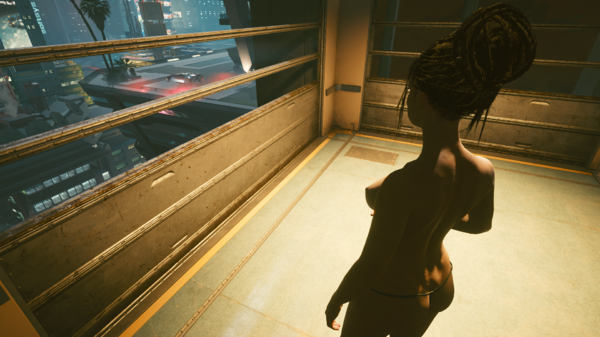 Панам смотрит из лифта на первую квартиру с бассейном Ви.