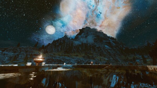 Вид на Высокий Хродгар. SkyrimSE (сборка 6.0)