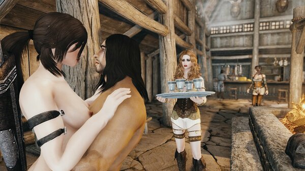 Лара и Эйран в таверне.. Skyrim SE (сборка 7.0)