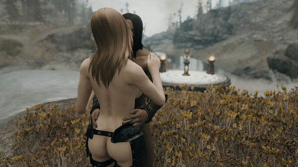 Бэлла и Эйран в поцелуе.. SkyrimSE (сборка 6.0)