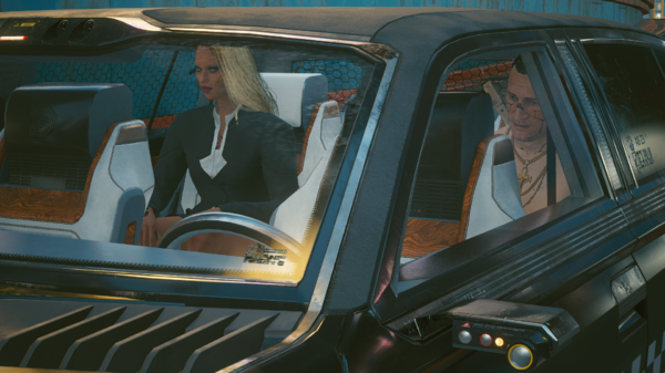 Ви и Джеки в такси Деламейна.