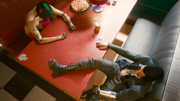 Джуди и Джонни в кафе.