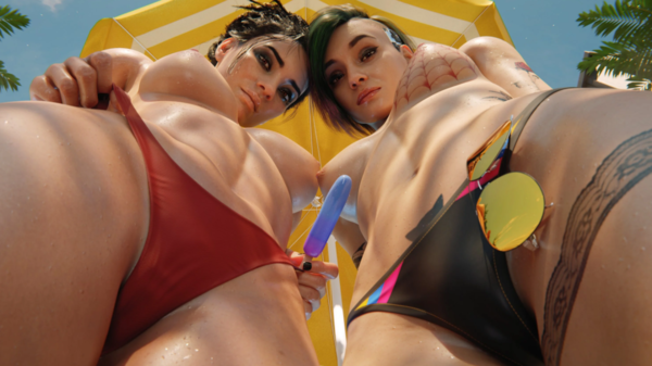 Панам и Джуди топлес.