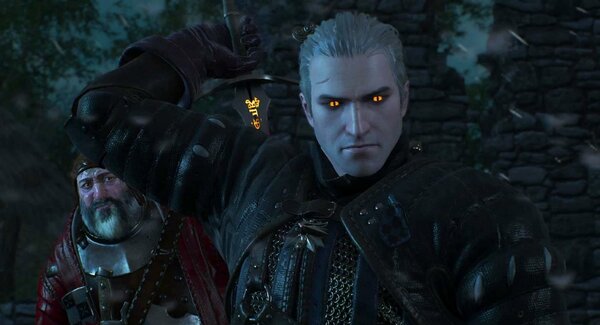 Геральт помогающий Барону с Игошей..