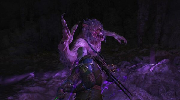 Геральт бьется с волколаком. Ведьмак III