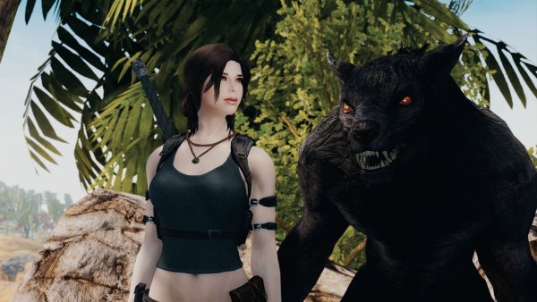 Лара Крофт и серый волк ;) Skyrim SE (Тропики 7.0)