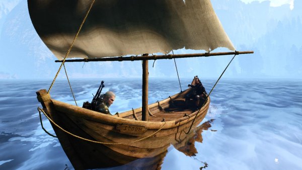 Ведьмаки - Ламберт и Геральт на лодке..