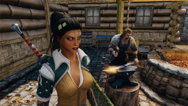 Дориана в кузне Рифтена.. Skyrim SE (Тропики 7.0)