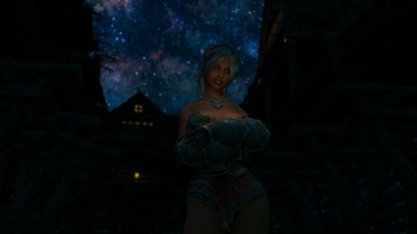 Настя на фоне звездного неба.. Skyrim SE (сборка 11)