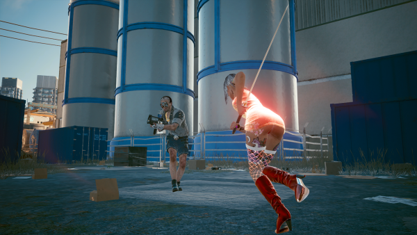 "Боёвка" в прыжке с катаной.