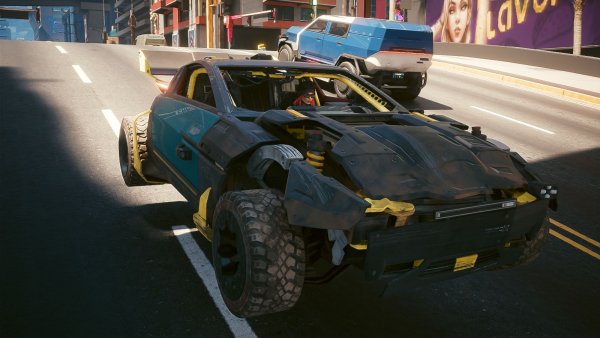 Койот парит над городскими дорогами.. Cyberpunk 2077