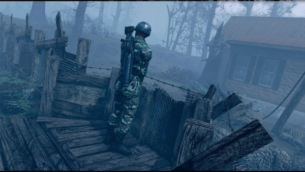 Охраник в поселении.. Poselenia Windfire Fallout-4