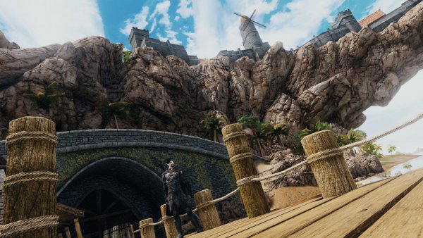 Вид на Солитьюд из порта.. Skyrim SE (Тропики 7.0)
