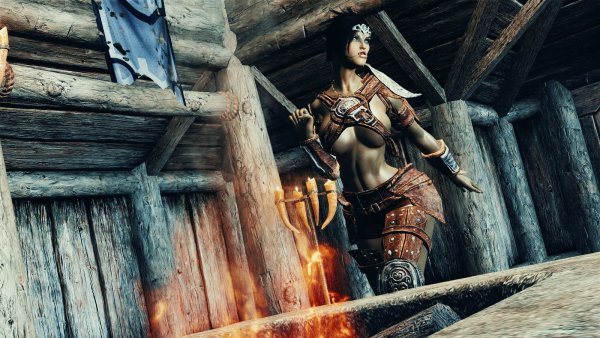 Мирроя греется у огня.. Sexrim AE (Тропики 12)