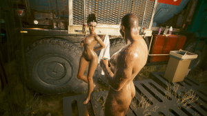 Панам и Ривер под действующим душем.