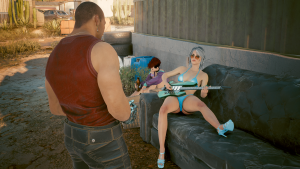 Ривер и Ви в новых купальнике и босоножках.