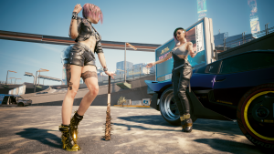 Заплаканная Джуди и Ви с мега-супер прокаченной битой.