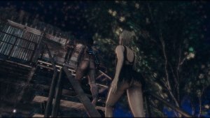 Освобождённые пленники идут отдыхать в дом..