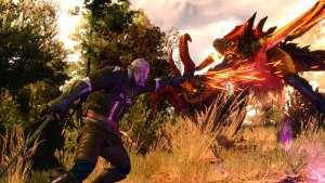 Геральт сражается с Вилохвостом. Ведьмак III (сборка Торна)