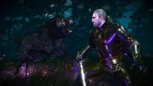 Геральт в бою с монстрами.. Ведьмак III (сборка Торна)