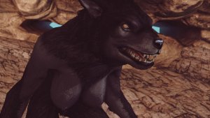 Эйла Охотница, в форме вервольфа.